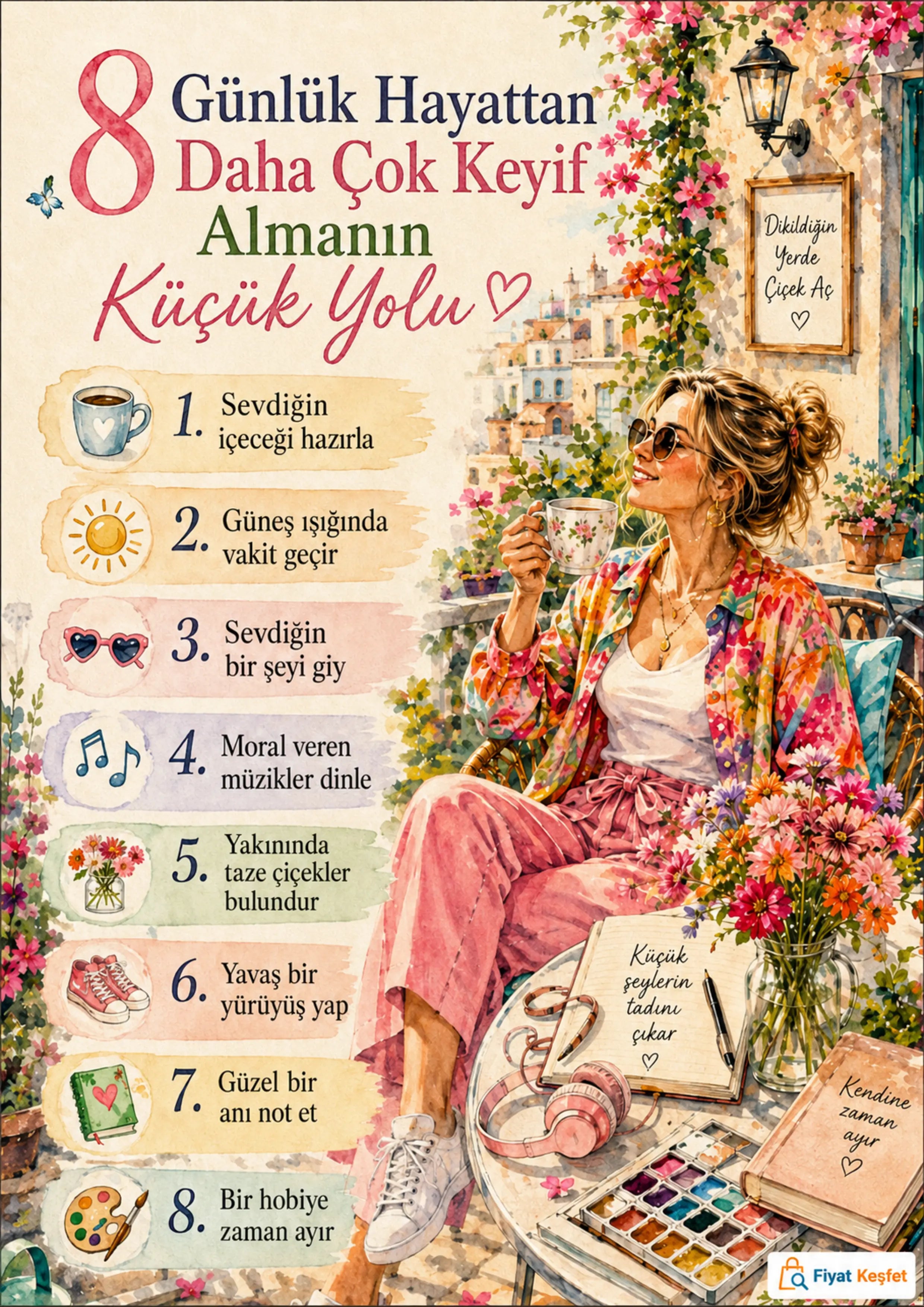 Günlük Hayattan Keyif Almanın 8 Yolu - Ücretsiz A4 PDF