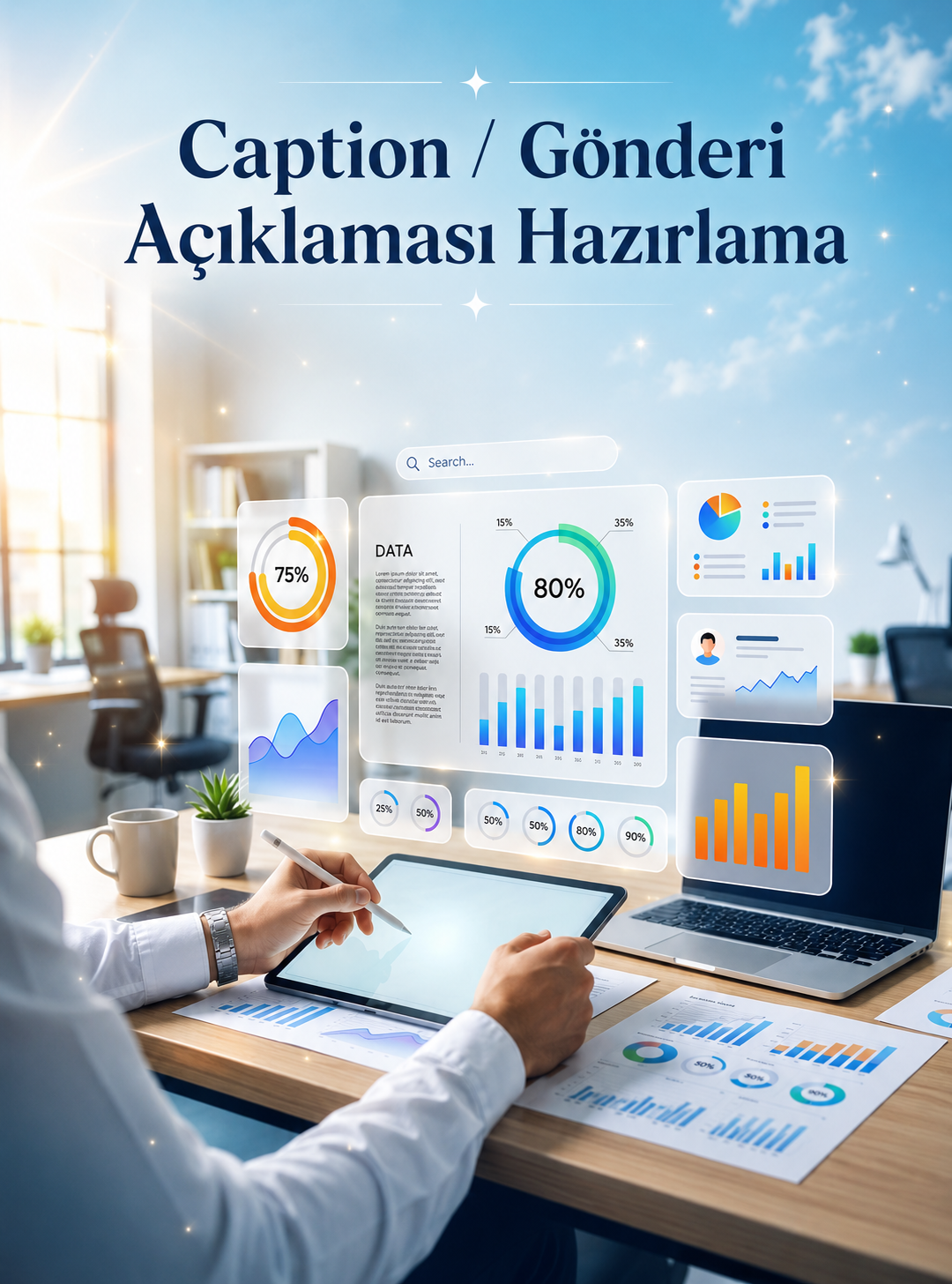 Caption / Gönderi Açıklaması Hazırlama tanıtım görseli - Fiyat Keşfet Collage